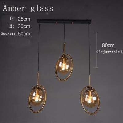 Nordic Gold Iron Chandelier Creative Post Modern Simple Bedroom Bedside Bar Coffee Restaurant Glass Ball Chandelier