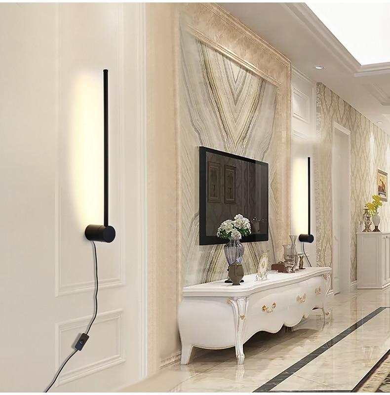 RGB Minimalist long strip LED wall lamps Modern living room bedroom bedside plug in wall lamp background wall sconce LED lamps