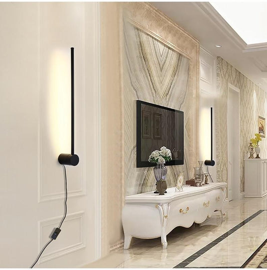 RGB Minimalist long strip LED wall lamps Modern living room bedroom bedside plug in wall lamp background wall sconce LED lamps