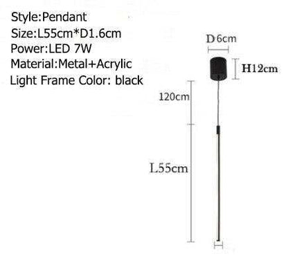 Modern LED Cylindrical Pendant Lights Background Strip Hanglamp Long Bar Luminarias Long-Line Bedroom Industrial Lamp