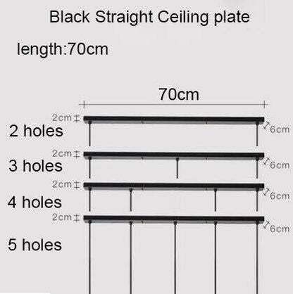 Ceiling Plate Black/White Iron Pendant Lamp Bases DIY 2/3/4/5 holes 25cm/30cm/40cm/50cm Straight/Round Ceiling Base