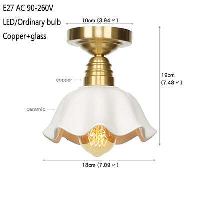9 Style Modern Minimalist LED Copper Ceiling Lamp Bedroom Corridor Kitchen Decoration Lamp Cafe Garden Living Room Ceiling Light