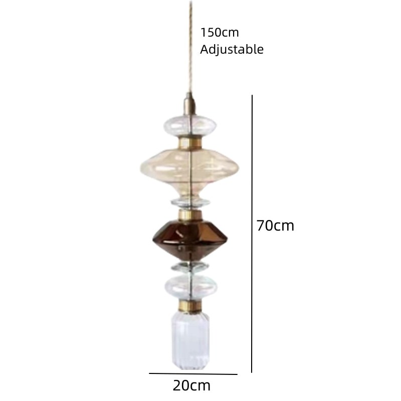 Clear Amber Glass LED Chandelier Modern Pendant Lamp Hall Parlor Restaurant Bedside Lighting Fixtures