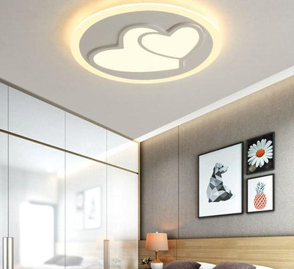 Acrylic Modern Led Ceiling Lights Pink Heart Shape  For Living Room Bedroom Dining Room Home Ceiling Lamp Lighting