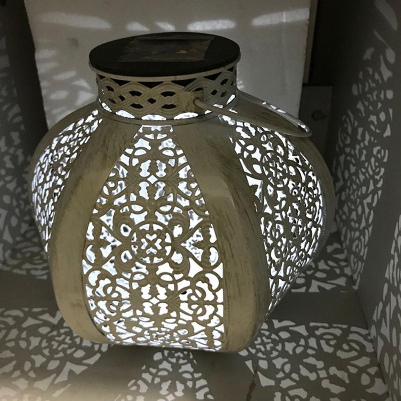 Retro Garden Solar Lamp Hollowed Out maple leaf Shadow Lantern Hanging Hollow Lamp Outdoor Lighting Waterproof Landscape Lamp