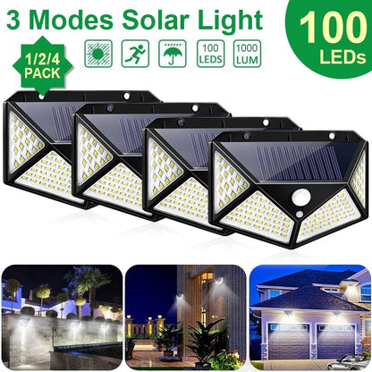 Goodland 100 LED Solar Light Outdoor Solar Lamp Powered Sunlight 3 Modes PIR Motion Sensor for Garden Decoration Wall Street
