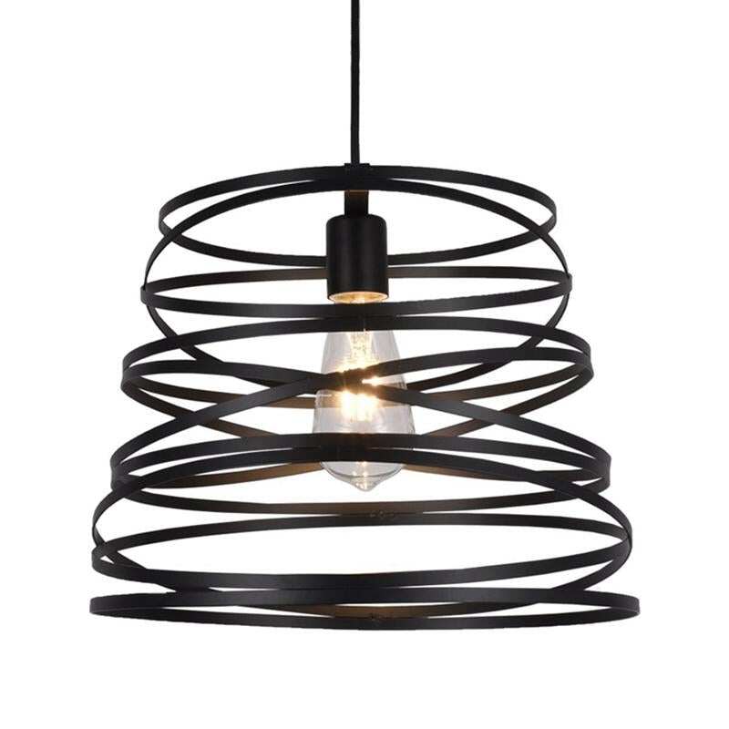 Iron Spiral Pendant Light Black / White Spring  Kitchen Island Suspension Lamp Dining Room Chandeliers Lighting Fixture