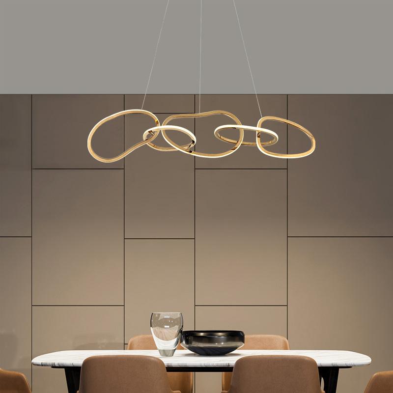 Nordic Personality Circle Stainless Steel Living Room Chandelier