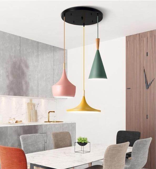 Modern lighting slope interior luxury restaurant retro bar ceiling bedroom ceiling wood aluminum LED pendant lamp