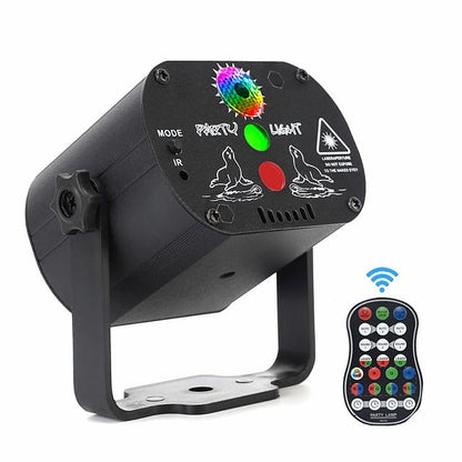 Party Laser Lights with 3 Lens LED Projector Stage Light by Sound Activated Remote Control for DJ Disco Strobe Lighting
