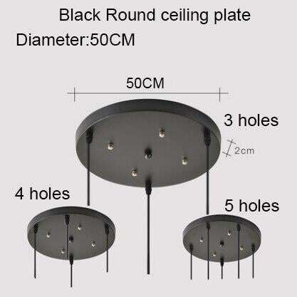 Ceiling Plate Black/White Iron Pendant Lamp Bases DIY 2/3/4/5 holes 25cm/30cm/40cm/50cm Straight/Round Ceiling Base