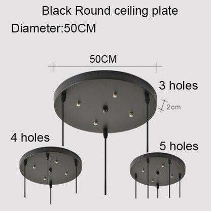 Ceiling Plate Black/White Iron Pendant Lamp Bases DIY 2/3/4/5 holes 25cm/30cm/40cm/50cm Straight/Round Ceiling Base