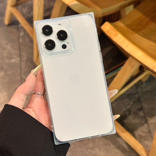 Luxury Ice Cube Square Soft Siicone Clear Case for iPhone 16 15 14 Pus 13 12 11 Pro Max Shockproof Crystal Rubber Phone Cover