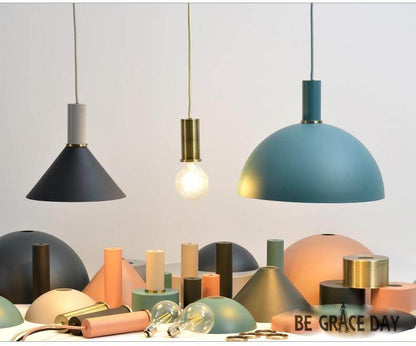 Nordic Simple Bar Hanging Lamp Colored Pendant Light Restaurant, Bedroom, Bedside Lights, Modern Art And Creative Lighting