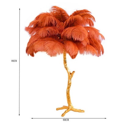 Nordic Luxury Ostrich Feather LED Floor Lamp Copper Brass/Resin Floor Light Art Deco Floor Lamps for Living Room Standing Light