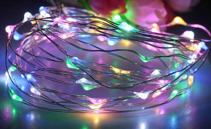 50 100 LED Outdoor Light String Fairy Garland Battery Power Copper Wire Lights For Party Christmas Wedding 5 Colors