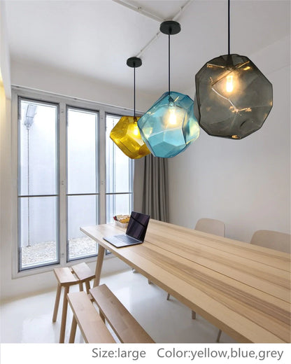 Simple Stone glass pendant light colorful indoor G4 LED lamp The restaurant dining room bar cafe shop lighting Fixture