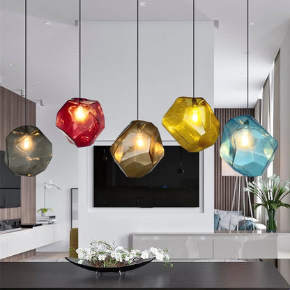 Simple Stone glass pendant light colorful indoor G4 LED lamp The restaurant dining room bar cafe shop lighting Fixture