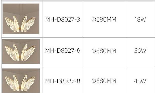 Led Iron Butterfly Three Color Dimming Glass Chandelier