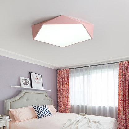 Modern LED Ceiling Lamp Geometric Polygon Iron Metal PVC Indoor Lighting Bedroom Dining Room Decoration Light Fixture