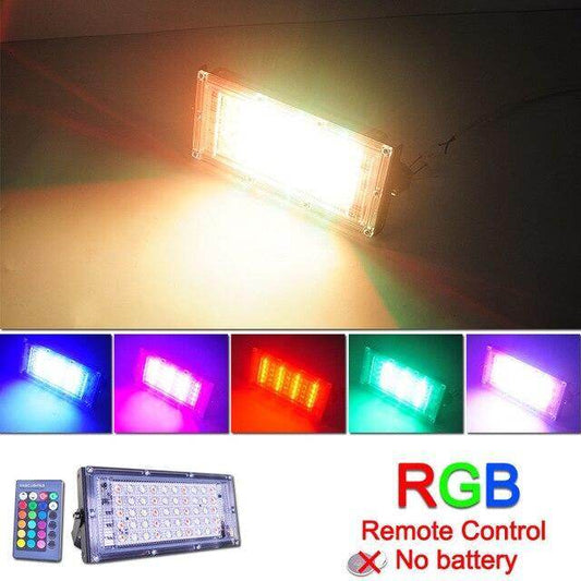 2pcs LED Flood Light 50W RGB Led Floodlight Remote control COB chip LED street Lamp ACwaterproof IP65 outdoor Lighting