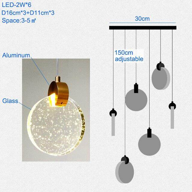 Modern Pendant Lamp For Stairwell Led Hanging Light For Hall Pendant Lights Living Room Round Glass Restaurant Kitchen Lighting