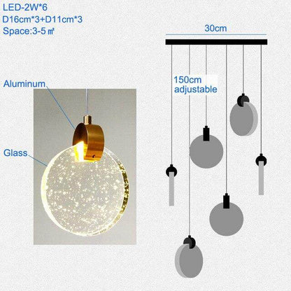 Modern Pendant Lamp For Stairwell Led Hanging Light For Hall Pendant Lights Living Room Round Glass Restaurant Kitchen Lighting
