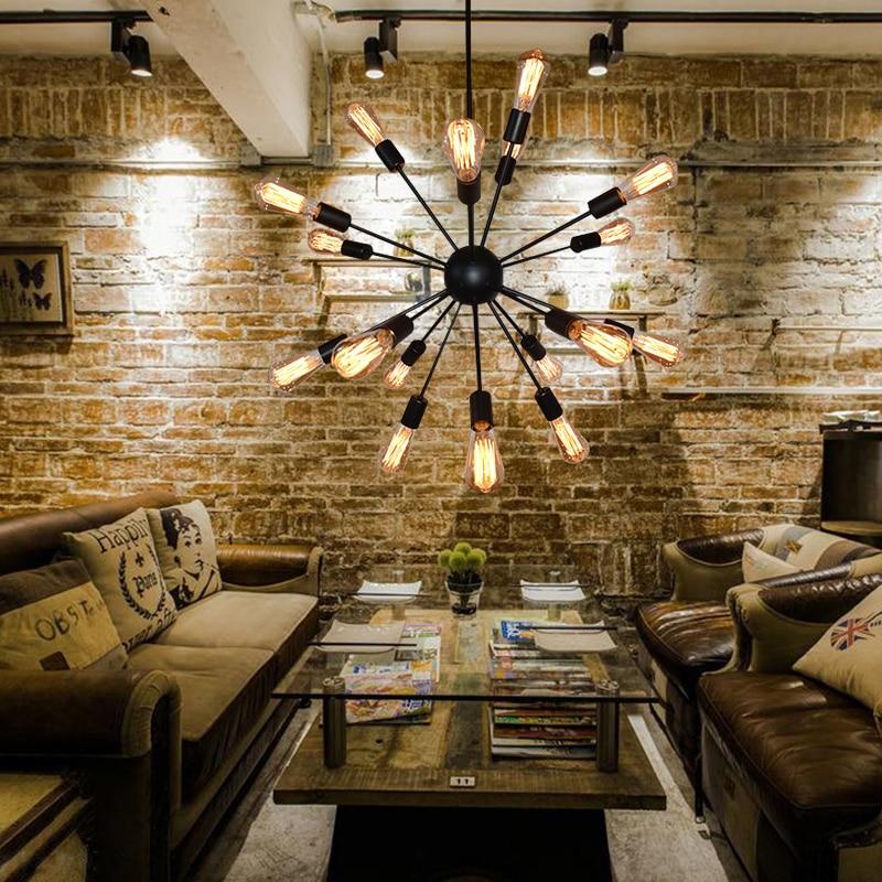 Vintage Industrial Loft Pendant Light 8/12/16/18 Heads Sputnik Pendant Lamp Restaurant Bar Lights
