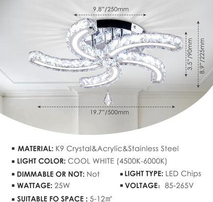 Modern Crystal Chandeliers Acrylic Crystal Led Ceiling Light Fixtures Arm Pendant Lighting Stainless Steel Ceiling Lamp Hanging