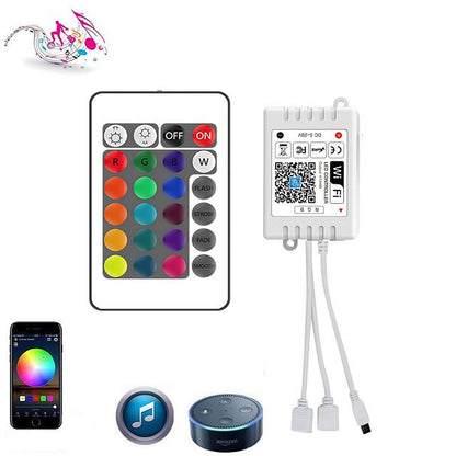 LED Strip Lights 65ft 2x10m WIFI App Intelligent Control 5050 RGB LED Smart Strip Light with IR 24 Key Controller or DC12V Adapter Kit