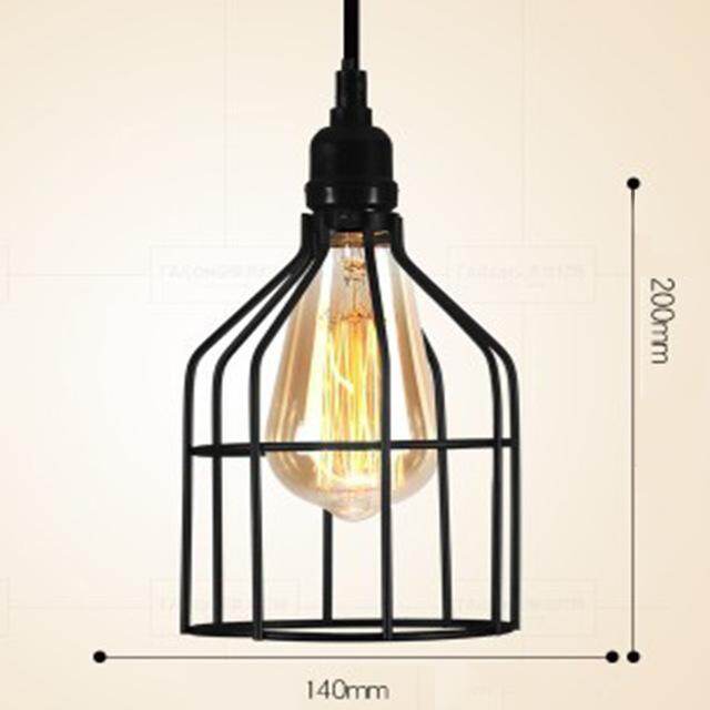 LED Indoor E27Modern Cage Pendant Light Iron Minimalist Retro Scandinavian Loft Pendant Lamp Metal Hanging RestaurantLamp