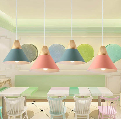 Nordic Modern Macaron Combination Wooden Pendant Lamp Loft Restaurant Cafe Decoration Pendant Light Bedroom Bedside Hanging Lamp