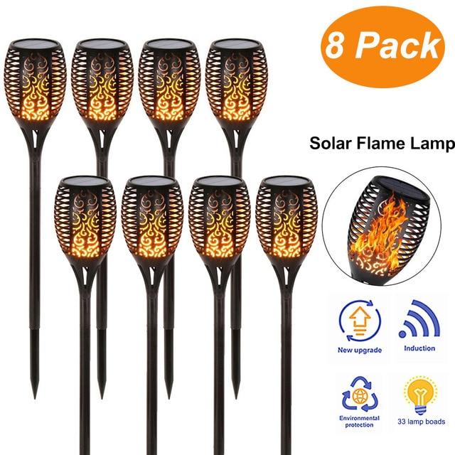 Garden Solar powered LED luz Flame Lamp Waterproof 33LEDs Lawn camps Flame Flickering Torch Light Outdoor Solar LED Fire Lights