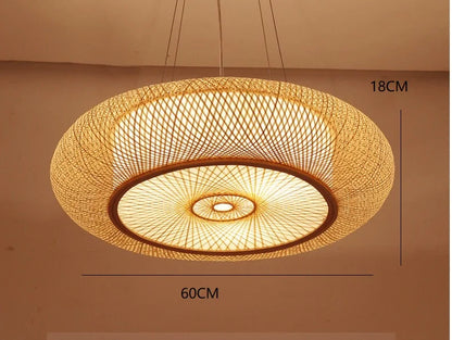 Round Natural Handmade Retro Classics Wicker Handmade Bamboo Pendant Light Bamboo Hanging Lampshade