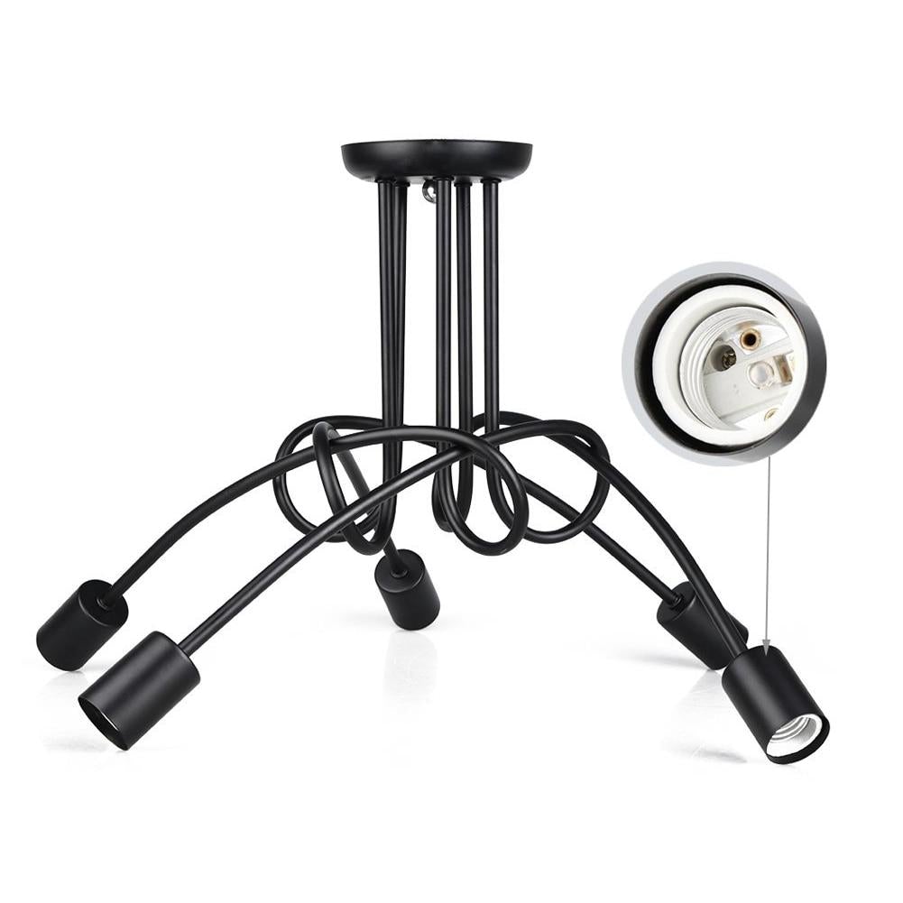 Hot Vintage Industrial Loft Chandelier Ceiling Lamp With 5 Lights (Black) Bulbs Not Included