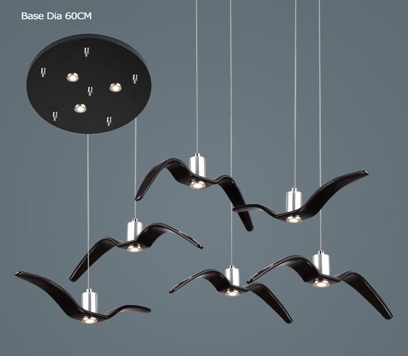 Resin Night Birds Silhouette Sky Freedom Seagull Pendant Light