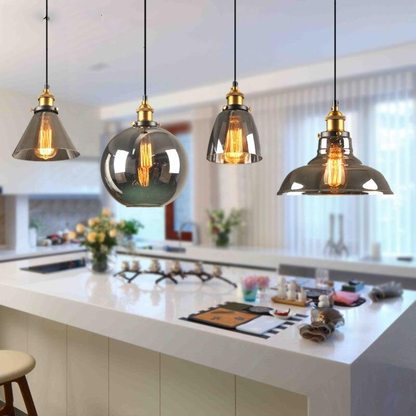 Simple American glass chandelier affordable retro industrial wind cafe bar single head restaurant lighting