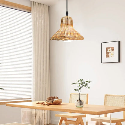 Rattan Replacement Lamp Shade Retro Handmade Living Room Daily Party Table Standing Floor Light Decorating Cover