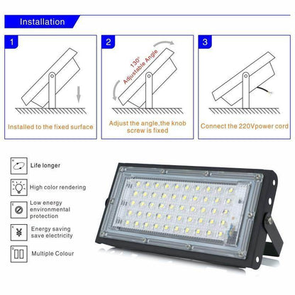 4pcs/lot 50W Led Flood Light AC 220V 230V 240V Outdoor Floodlight Spotlight IP65 Waterproof LED Street Lamp Landscape Lighting