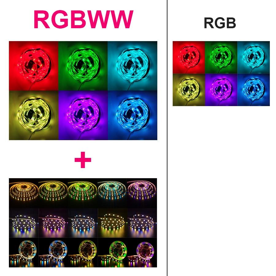 RGBWW LED Strip Light SMD 5050 10M 5M LED Lights Waterproof DC12V RGB Led tape diode ribbon Flexible APP Phone Control+adapter