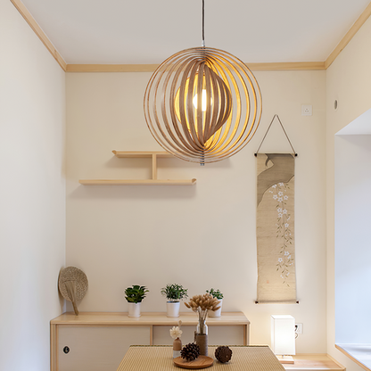 Rotating Moon Pendant Light Nordic Circular wood light dining table light Bedroom Bar Corridor Hanging Lamp