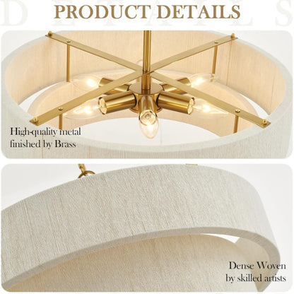 Boho Drum Pendant Light Hand Woven Ceiling Chandelier for Dining Room Kitchen Island Cafe Hotel Decor