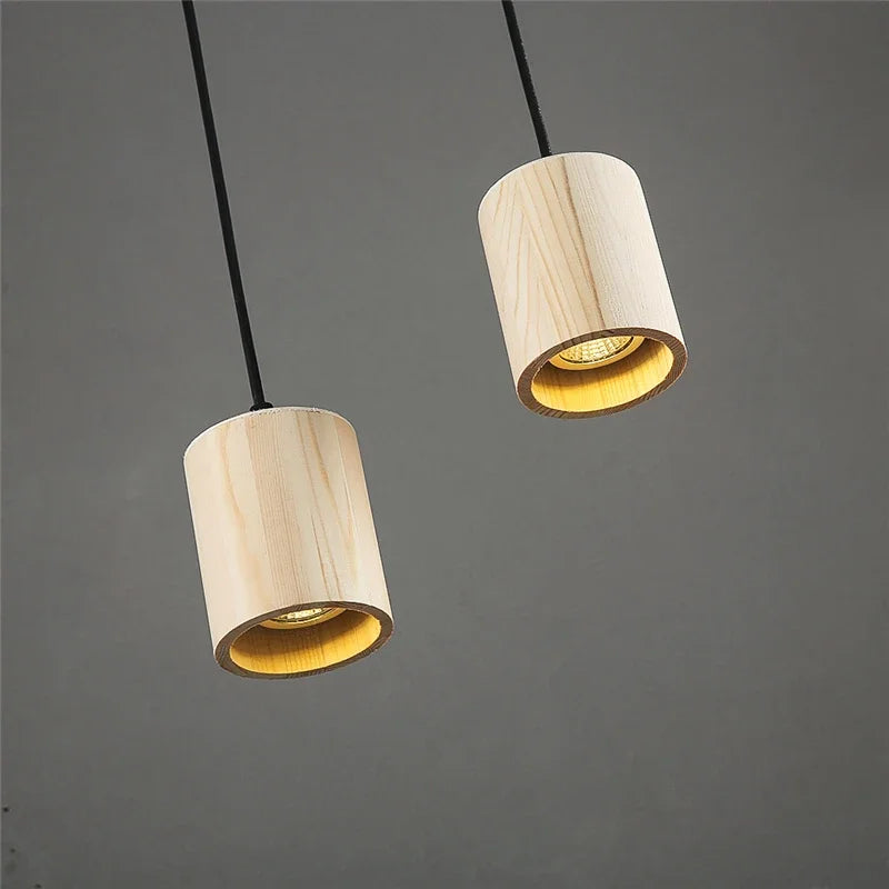 Modern Wooden Pendant Lights Nordic Simple Creative Solid Wood Lamps Pendant Lamp E27
