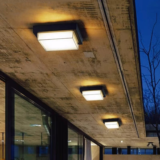 Square Outdoor LED Ceiling Lamp Surface Mounted Waterproof Sconces Garden Exterior Wall Lighting