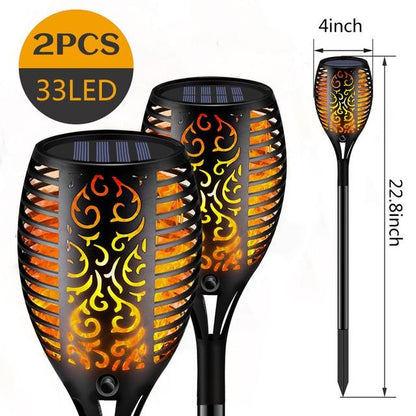 33/96 LED Solar Flame Lamp Outdoor Torch Lights Safety Waterproof Light Flicker Lights for Garden Decoration Automatic On Dusk