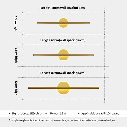 Modern LED Wall Lamp Mirror Front Light 40/60cm Simple Gold Black Indoor Lighting Fixture