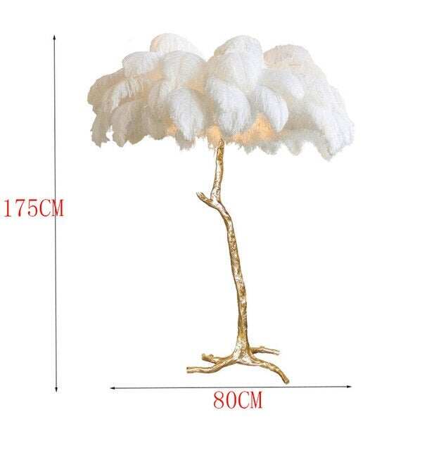 Nordic Luxury Ostrich Feather LED Floor Lamp Copper Brass/Resin Floor Light Art Deco Floor Lamps for Living Room Standing Light