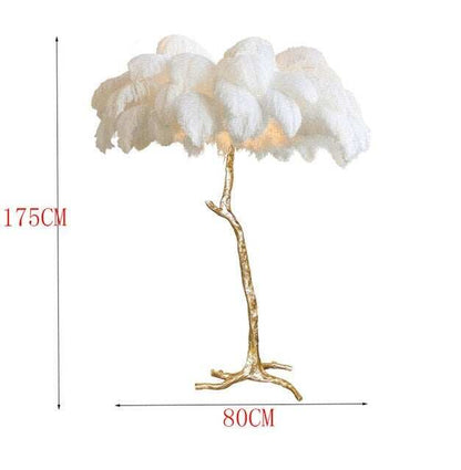 Nordic Luxury Ostrich Feather LED Floor Lamp Copper Brass/Resin Floor Light Art Deco Floor Lamps for Living Room Standing Light