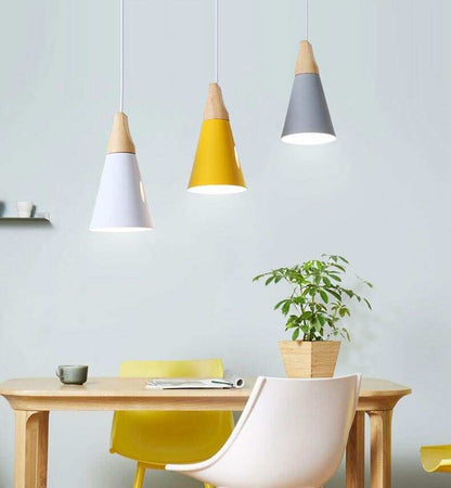 Nordic LED Pendant Lights Dining Room Pendant Lamp Modern Colorful Restaurant Kitchen Coffee Bedroom Loft Hanglamp Wood E27