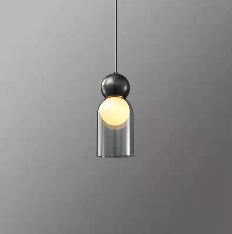 Modern Gray Clear Glass Pendant Lights Brass Bedroom Bedside Dining Room Hanging Lamp E27 Bulb Wire Adjustable